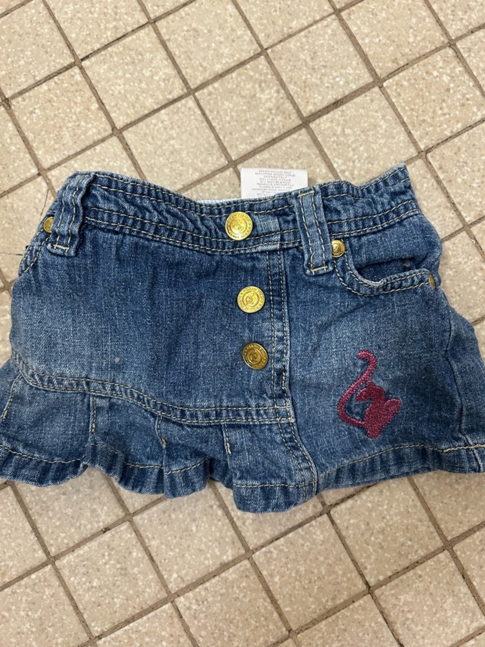 Y2K Baby Phat Blue Denim Baby Skirt with Pink Logo